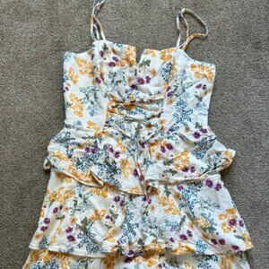 White and yellow floral Trixxi dress with corset